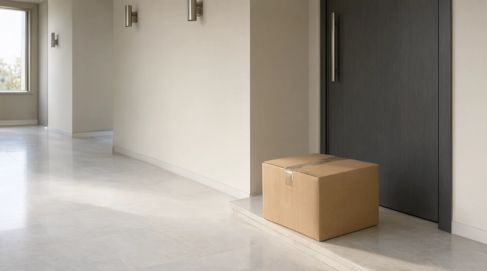 Plain parcel delivered to a Singapore apartment doorstep