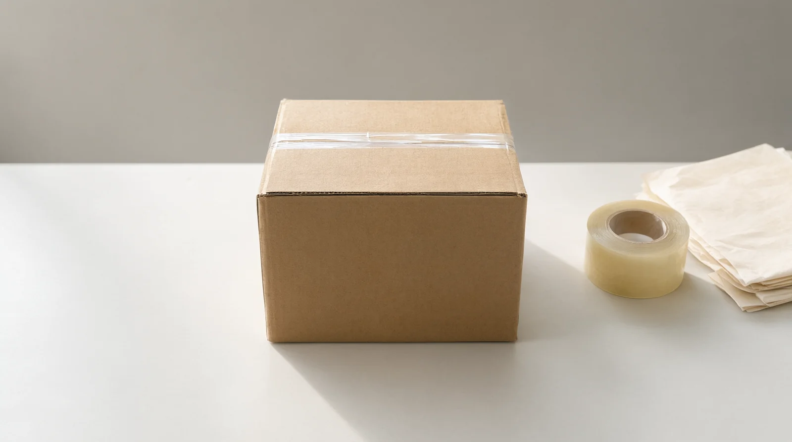 Plain unbranded cardboard parcel prepared for discreet delivery